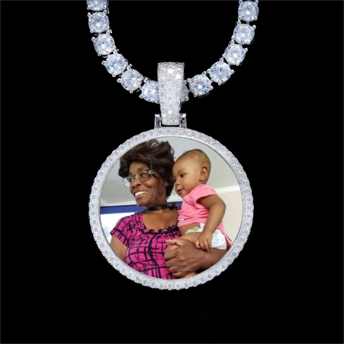 925S & VVS Moissanite 3D Circle Custom Picture Pendant
