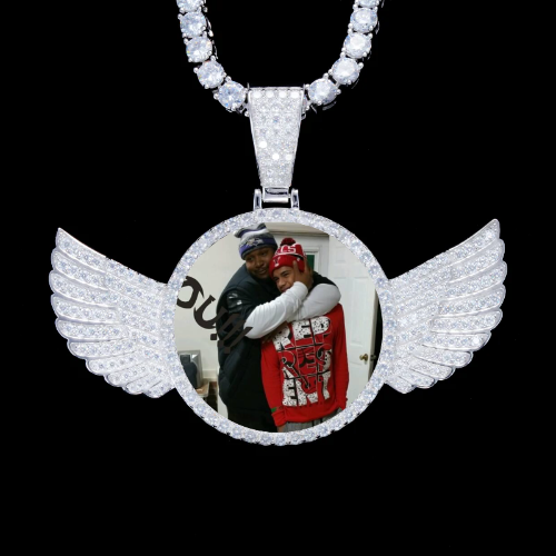 925S & VVS Moissanite 3D Wing Custom Picture Pendant
