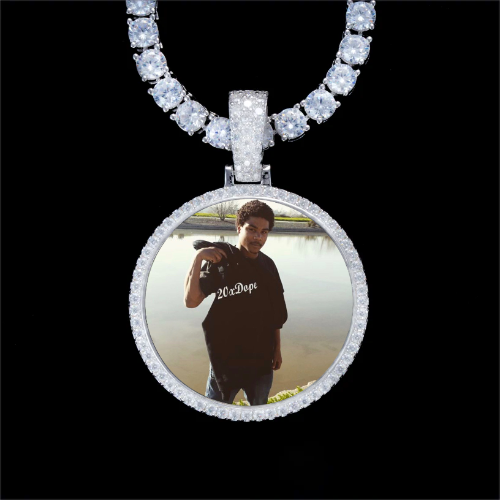 925S & VVS Moissanite 3D Circle Custom Picture Pendant