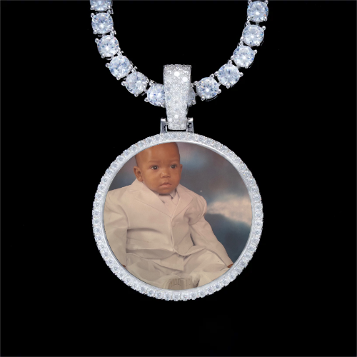 925S & VVS Moissanite 3D Circle Custom Picture Pendant