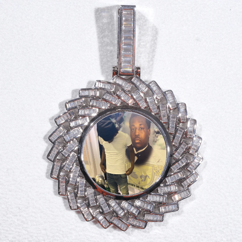 Large 3D Baguette Custom Picture Pendant