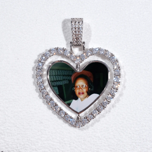 3D Spinning 2-Faced Heart Custom Picture Pendant