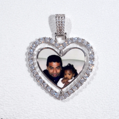 3D Spinning 2-Faced Heart Custom Picture Pendant