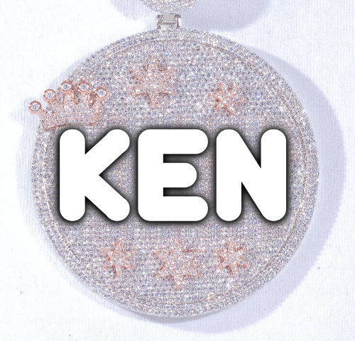 CUSTOM LETTER NECKLACE 3D BIG CROWN DISC