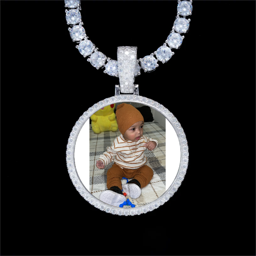 925S & VVS Moissanite 3D Circle Custom Picture Pendant