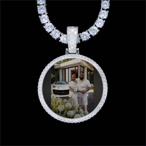925S & VVS Moissanite 3D Circle Custom Picture Pendant