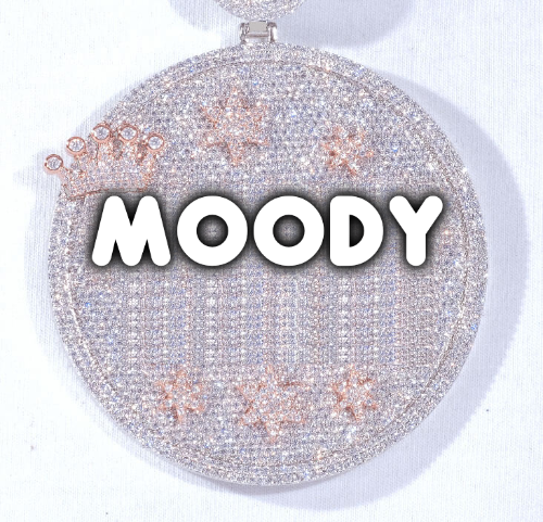 CUSTOM LETTER NECKLACE 3D BIG CROWN DISC