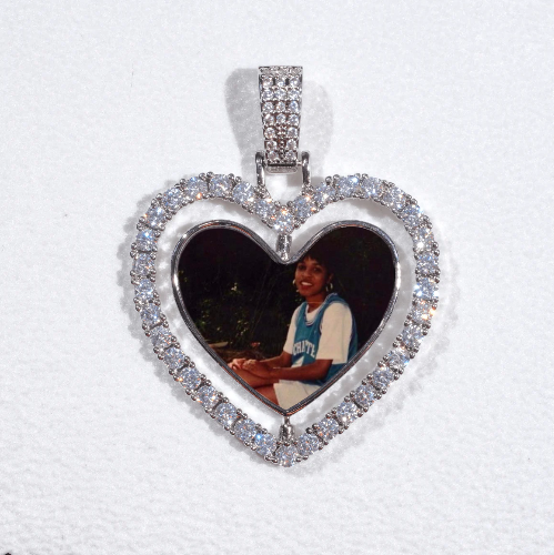 3D Spinning 2-Faced Heart Custom Picture Pendant