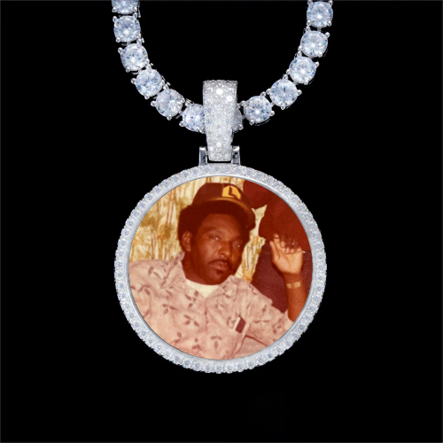 925S & VVS Moissanite 3D Circle Custom Picture Pendant