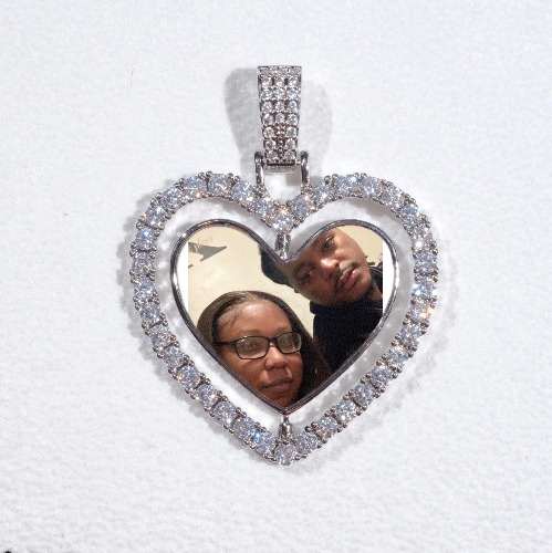 3D Spinning 2-Faced Heart Custom Picture Pendant