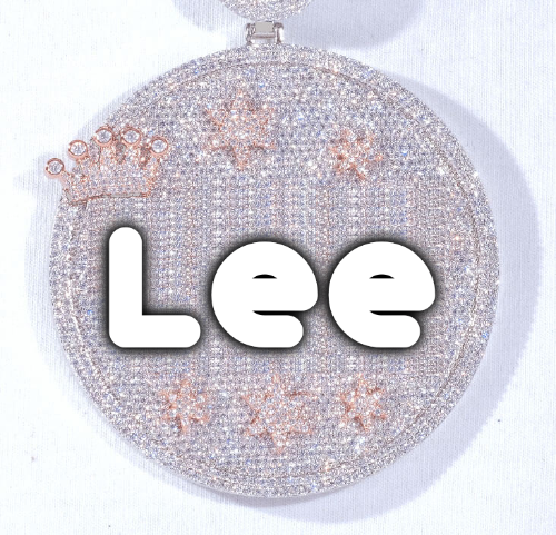 CUSTOM LETTER NECKLACE 3D BIG CROWN DISC