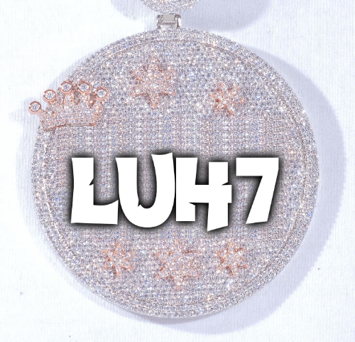 CUSTOM LETTER NECKLACE 3D BIG CROWN DISC