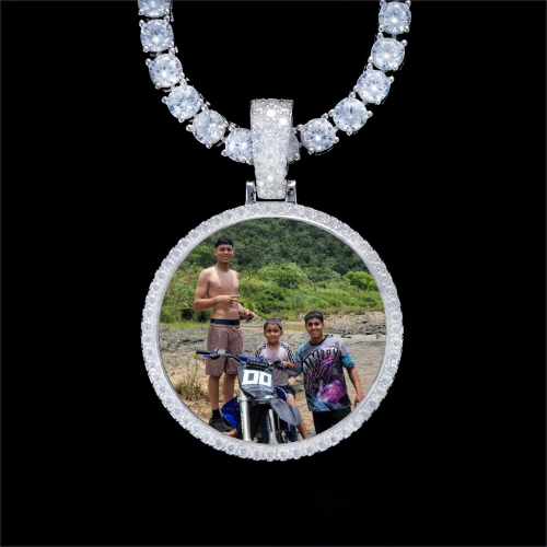 925S & VVS Moissanite 3D Circle Custom Picture Pendant