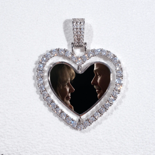 3D Spinning 2-Faced Heart Custom Picture Pendant
