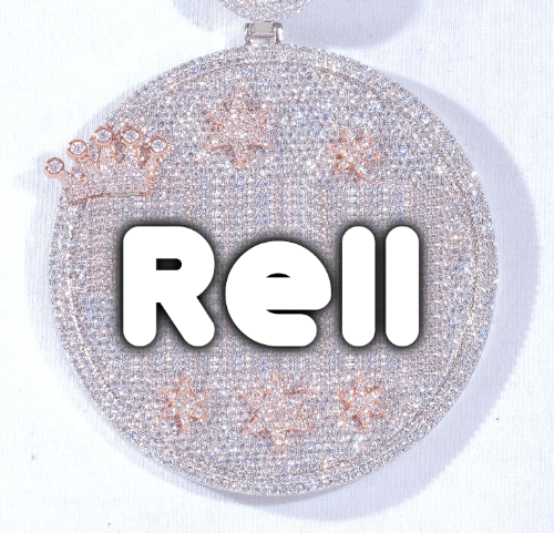 CUSTOM LETTER NECKLACE 3D BIG CROWN DISC