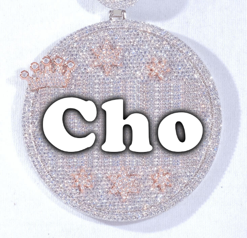 CUSTOM LETTER NECKLACE 3D BIG CROWN DISC