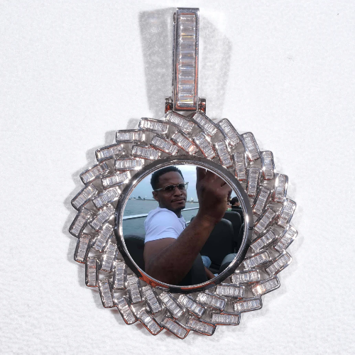 Large 3D Baguette Custom Picture Pendant