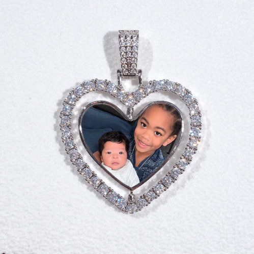 3D Spinning 2-Faced Heart Custom Picture Pendant
