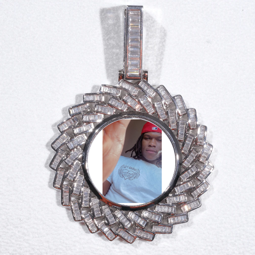 Large 3D Baguette Custom Picture Pendant