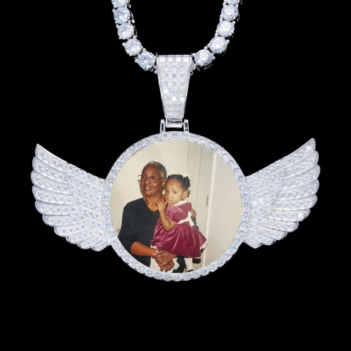 925S & VVS Moissanite 3D Wing Custom Picture Pendant