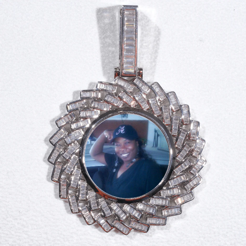 Large 3D Baguette Custom Picture Pendant
