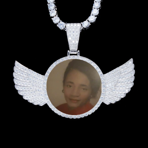 925S & VVS Moissanite 3D Wing Custom Picture Pendant