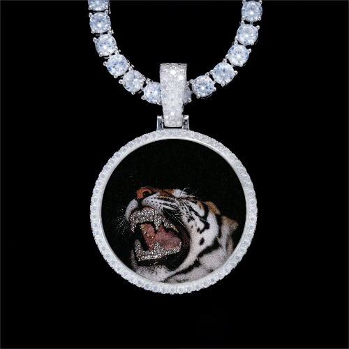 925S & VVS Moissanite 3D Circle Custom Picture Pendant