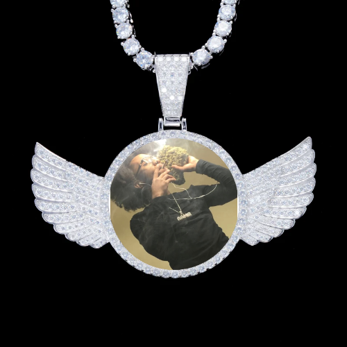 925S & VVS Moissanite 3D Wing Custom Picture Pendant