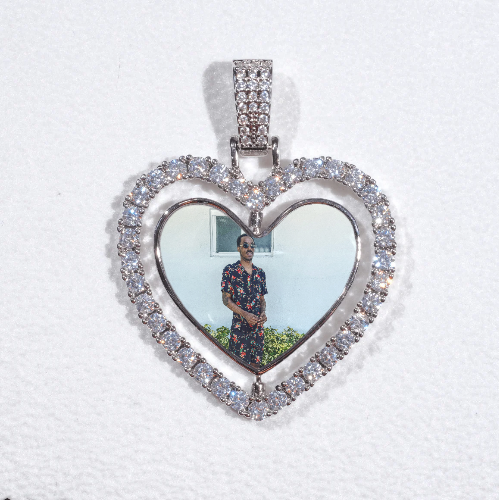 3D Spinning 2-Faced Heart Custom Picture Pendant