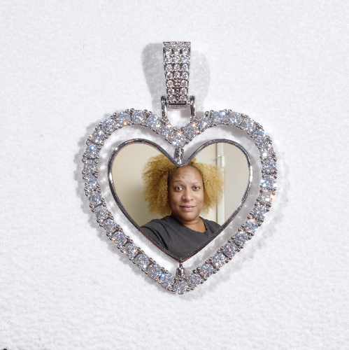 3D Spinning 2-Faced Heart Custom Picture Pendant