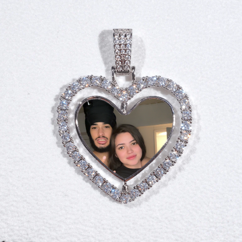 3D Spinning 2-Faced Heart Custom Picture Pendant