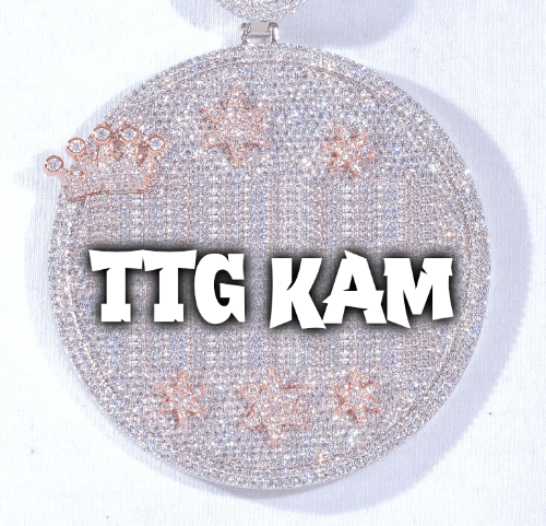CUSTOM LETTER NECKLACE 3D BIG CROWN DISC