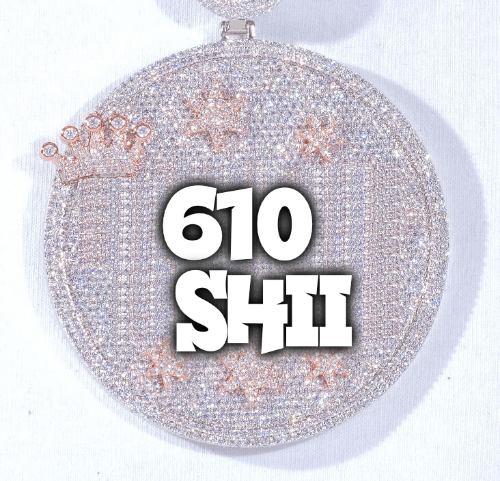 CUSTOM LETTER NECKLACE 3D BIG CROWN DISC