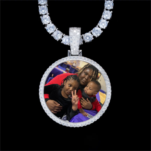925S & VVS Moissanite 3D Circle Custom Picture Pendant