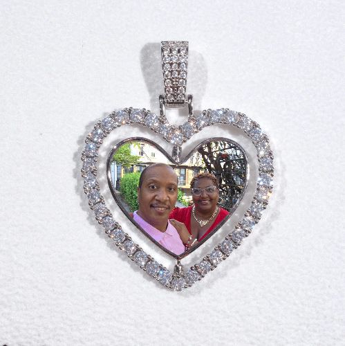 3D Spinning 2-Faced Heart Custom Picture Pendant