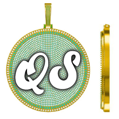 CUSTOM LETTER NECKLACE 3D BIG DISC