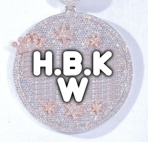 CUSTOM LETTER NECKLACE 3D BIG CROWN DISC