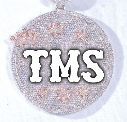 CUSTOM LETTER NECKLACE 3D BIG CROWN DISC