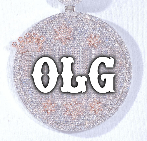 CUSTOM LETTER NECKLACE 3D BIG CROWN DISC