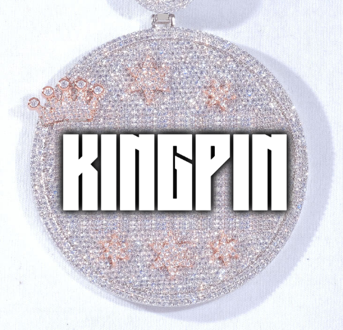 CUSTOM LETTER NECKLACE 3D BIG CROWN DISC