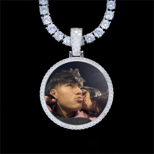 925S & VVS Moissanite 3D Circle Custom Picture Pendant