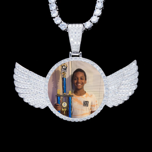 925S & VVS Moissanite 3D Wing Custom Picture Pendant