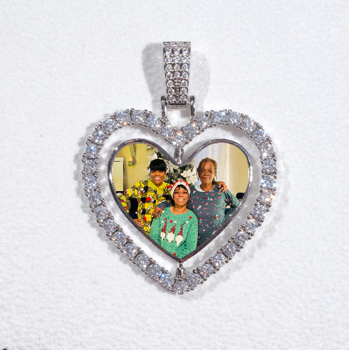 3D Spinning 2-Faced Heart Custom Picture Pendant