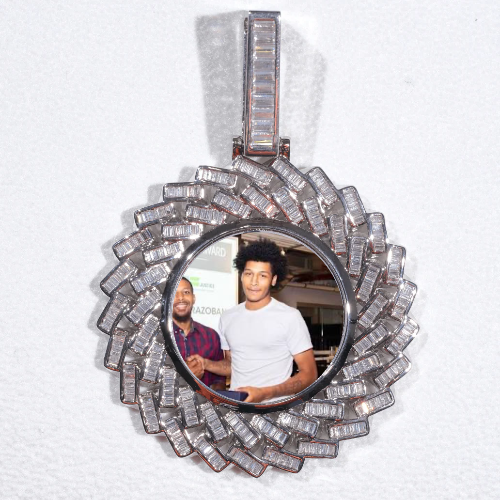 Large 3D Baguette Custom Picture Pendant