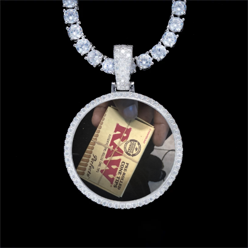 925S & VVS Moissanite 3D Circle Custom Picture Pendant