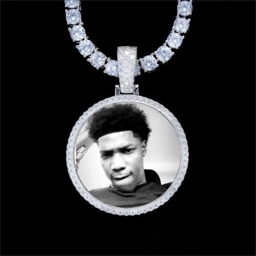 925S & VVS Moissanite 3D Circle Custom Picture Pendant