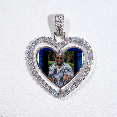 3D Spinning 2-Faced Heart Custom Picture Pendant