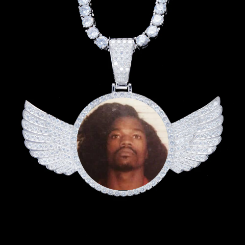925S & VVS Moissanite 3D Wing Custom Picture Pendant