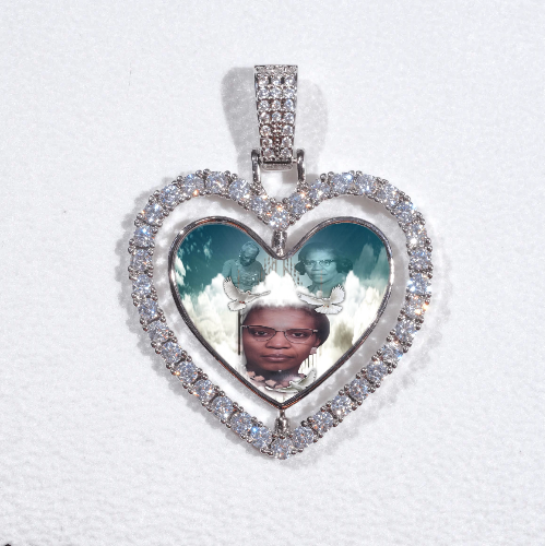 3D Spinning 2-Faced Heart Custom Picture Pendant