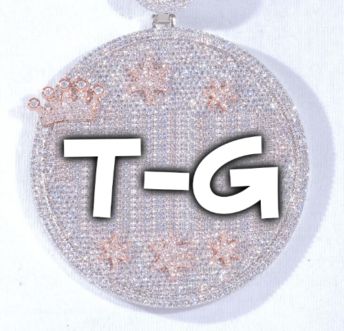 CUSTOM LETTER NECKLACE 3D BIG CROWN DISC
